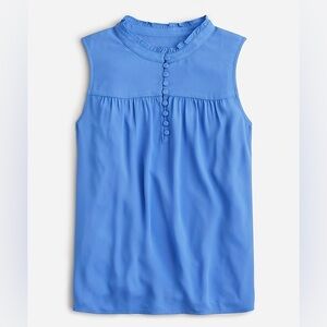 Sleeveless button-front ruffleneck popover